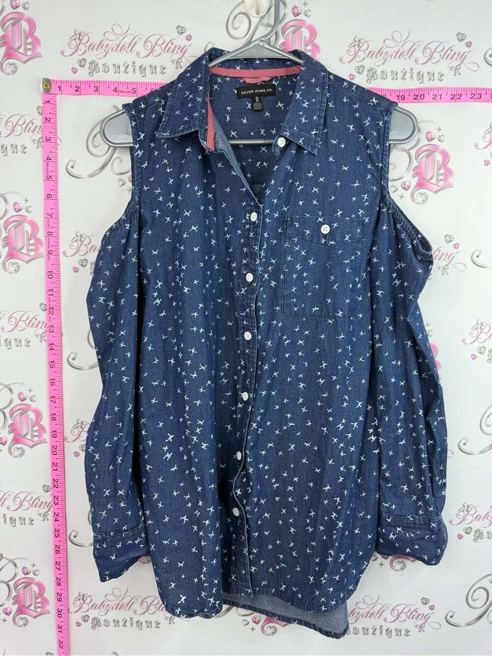 Silver Jeans Blue Cold-Shoulder Button-Down Shirt